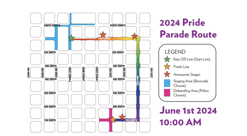 2024 Utah Pride Parade route.